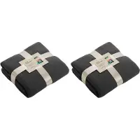 James & nicholson 2x Fleece dekens/plaids donkergrijs 130 x 170 cm - Woondeken -