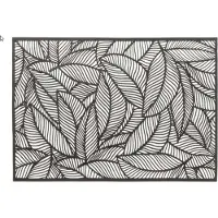 Unique living Placemat Nissa - 4x - zwart bladmotief - 30 x 45 cm - tafeldecoratie