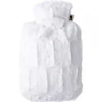 Hugo Frosch Warm water kruik met warme bont hoes - wit - 1800 ml - hoogpolig pluche - kinderen/volwassenen - cadeau