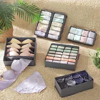 Songmics Grijze ondergoed lade organizers - 8-delige set voor bh's, sokken, dassen en sjaals