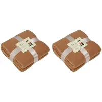 James & nicholson Fleece bankdeken/plaid - 2x - camel bruin - 130 x 170 cm - 240 grams - pluisvrij - wasbaar