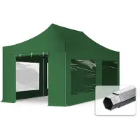 TOOLPORT 3x6 m Easy up partytent met zijwanden (4 panorama), PROFESSIONAL alu 40mm, donkergroen