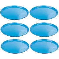 Hega hogar Set van 3x stuks blauw rond dienblad van kunststof 34 cm - Serveren - Serveerblad