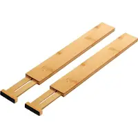 Kesper Bamboe houten lade verdelers - 2x stuks - 45,5-55,2 cm - Keukenlade/besteklade verdeler uitschuifbaar