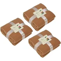 James & nicholson Fleece bankdeken/plaid - 3x - camel bruin - 130 x 170 cm - 240 grams - pluisvrij - wasbaar