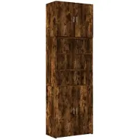 vidaXL Hoge kast 80x42,5x249 cm bewerkt hout gerookt eikenkleurig