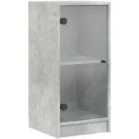 vidaXL Bijzetkast met glazen deuren 35x37x75,5 cm betongrijs
