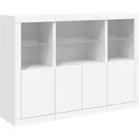vidaXL Dressoirs met LED-verlichting 3 st bewerkt hout wit