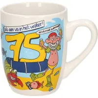 Paper Dreams 75 jaar verjaardag koffie mok/beker - Funcadeau - 300 ml - cartoon - feest mokken