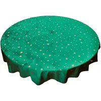 Unique living Tafelkleed Rond - Kerst - Kersttafelkleed - Groen - Goudensterren - Ø 160 cm