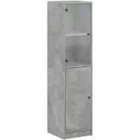 vidaXL Hoge kast met glazen deur 35x37x142 cm betongrijs