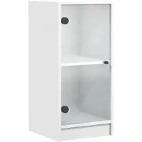 vidaXL Bijzetkast met glazen deuren 35x37x75,5 cm wit