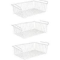 Spirella MSV Kastmandje - 3x - opberg/hang mandjes - rvs - wit - 38 x 26 x 14 cm - Opbergmanden