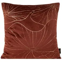 Eurofirany Terracotta Fluweel Kussenhoes Bladgoud 45x45 cm