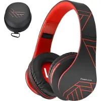 PowerLocus P2 draadloze Over-Ear Koptelefoon Inklapbaar - Bluetooth Hoofdtelefoon - Met microfoon - Zwart/Rood