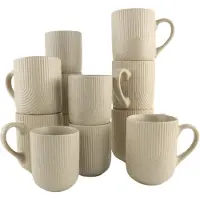 OTIX Koffiekopjes - Set van 12 - Cappuccino - Kopjes - Met Oor - 300ml - Zonder Oor - 190ml - TEAK