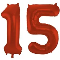 Folat Leeftijd feestartikelen/versiering grote folie ballonnen 15 jaar rood 86 cm - Ballonnen