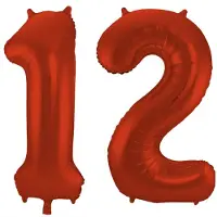 Folat Leeftijd feestartikelen/versiering grote folie ballonnen 12 jaar rood 86 cm - Ballonnen