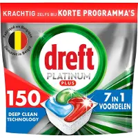 Dreft Platinum Plus All In One Vaatwasmiddel - Deep Clean Fresh Herbal Breeze - Voordeelverpakking 150 Vaatwastabletten