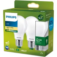 Philips LED lamp E27 | Peer A60 | Ultra Efficient | Mat | 2700K | 4W (60W) | 2 stuks