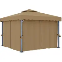 vidaXL Prieel met gordijn 3x3 m aluminium taupe