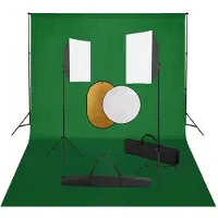 vidaXL Fotostudioset met softboxlampen, achtergrond en reflector
