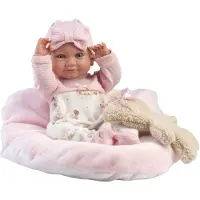 Llorens Babypop Nica met kussen roze 40cm