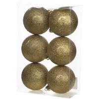 Cosy & Trendy Cosy @Home Kerstballen Goud glitter ø 8 cm - 6 Stuks