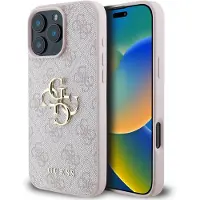 GUESS 4G Metal Logo Backcover voor de Apple iPhone 16 Pro Max - Roze