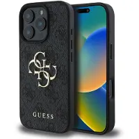 GUESS 4G Metal Logo Backcover voor de Apple iPhone 16 Pro Max - Zwart