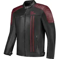 Rusty Stitches Cooper, leren jack ,zwart/donkerrood ,M