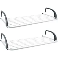 Spirella MSV Inklapbaar klein wasrekje/droogrek - 2x - 7 meter waslijn - Ophangbaar - 36 x 74 cm - Hangdroogrek
