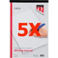 Quantore SCHRIJFBLOK BASIC A4 GELIJND 5 Stuks