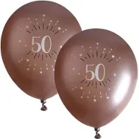 SANTEX verjaardag leeftijd ballonnen 50 jaar - 12x stuks - rosegoud - 30 cm - Abraham/Sarah - Ballonnen