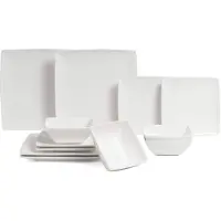 BonBistro Serviesset Squito - Wit 12-delig / 4 personen - 4 dinerborden, 4 ontbijtborden en 4 kommen