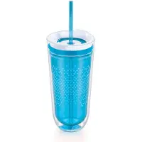 Zoku Hydration Travel drinkfles + rietje - turquoise