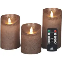 Annas collection Led kaars 7,5 x 10 cm, 12,5 cm, 15 cm | Brons | Bewegende vlam | 3 stuks