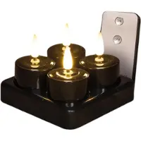 Anna's Collection Oplaadbare waxinelichtjes | 3,8 x 5 cm | Zwart | 3D vlam | 4 stuks