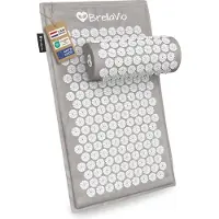 BrellaVio Spijkermat Set met Spijkerkussen - Grijs - 74x44 cm - Acupressuur Mat - Spijkerbed - Acupunctuur Kussen - Shakti Massage