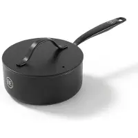 BE Living Essential Steelpan met Deksel - Ø 18 cm - Sauspan - Keramisch - PFAS vrij - Inductie - Zwart
