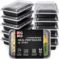 HGMD Meal Prep Bakjes - 15 stuks - 1 compartiment - Diepvriesbakjes - Vershoudbakjes - Plastic - 1L - BPA vrij