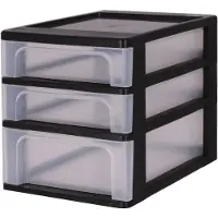 Iris Organizer Chest ladesysteem A4 - 2 kleine lades en 1 middelgrote lade - 2 x 4L en 1 x 7L - Kunststof - Zwart/Transparant