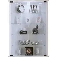 VCM Hoekvitrine Vitrinekast Vecko wit staand of hangend met LED verlichting