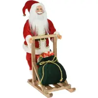 B2X Christmas Decoration Kerstman pop - op slee - H45 cm - rood - Kerstman pop
