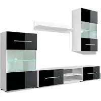 vidaXL Muurvitrine tv-meubel met LED-verlichting zwart 5-delig
