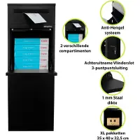 Logixbox Complete Set - Pakketbrievenbus - Frontbox DeLuxe Achteruitname - Postvak - 1.0mm dik staal - Stardust Black