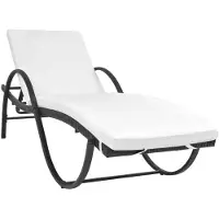 vidaXL Ligbed met kussen poly rattan zwart