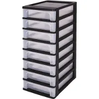 Iris Organizer Chest ladesysteem A4 - 8 kleine lades - 8 x 4L - Kunststof - Zwart/Transparant