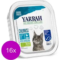 Yarrah Bio Kat Alu Brokjes In Saus - Kip & Haring - Kattenvoer - 16 x 100 g NL-BIO-01