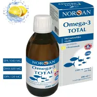 Norsan | OMEGA-3 TOTAL VISOLIE CITROEN | 2000 MG | EPA 1040 MG | DHA 600 MG | DPA 120 MG | VITAMINE D EN E | PUUR EN ZUIVER | 200 ML